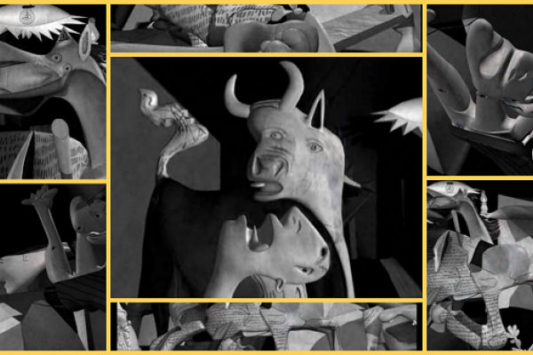 Collage con imágenes del Guernica