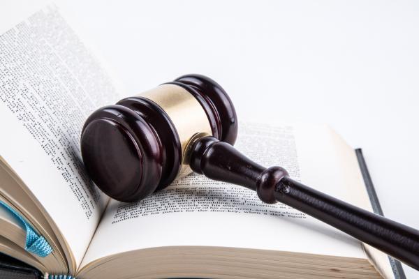 Imagen que muestra un mazo sobre un libro abierto, simbolizando lo legal y lo administrativo