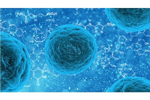 Representación de células vistas con microscopio y fórmulas químicas
