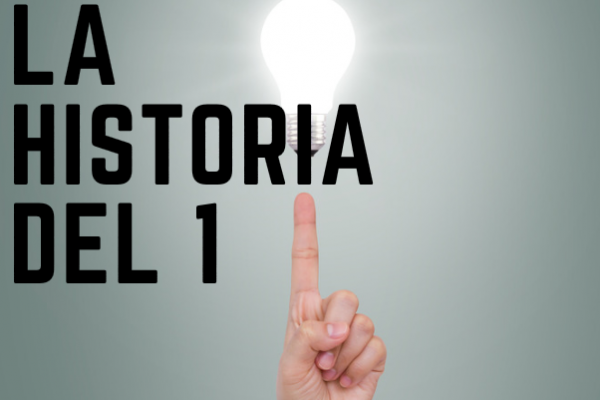 La historia del 1, texto sobre imagen de dedo apuntando a lamparita