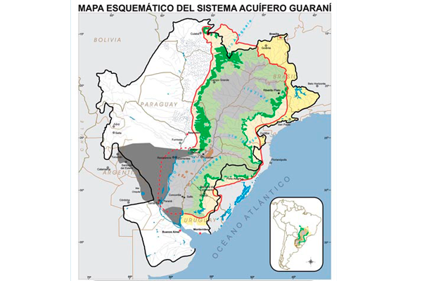 mapa del Acuífero Guaraní