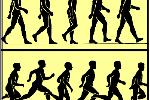 Posiciones sucesivas del cuerpo al caminar y correr