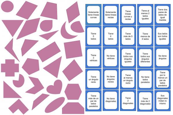 Tablero con figuras del plano y mazo de cartas