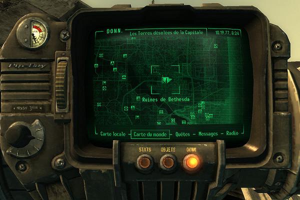 Imagen del pipboy utilizado por el personaje principal en el videojuego Fallout