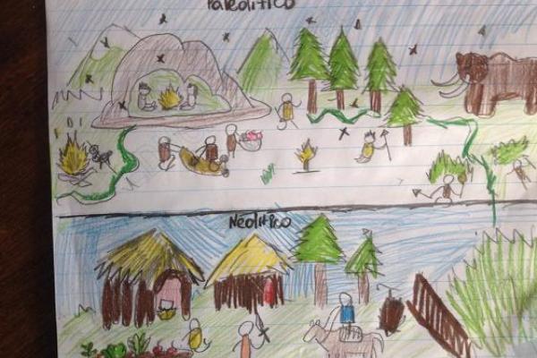 Prehistoria dibujo de estudiante