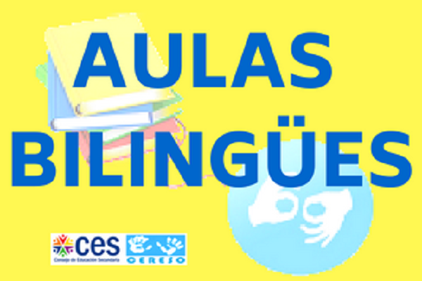 Imagen con texto que dice Aulas bilingues