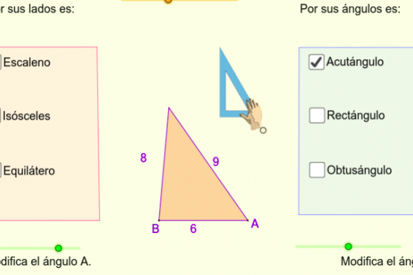 Triángulo escaleno acutángulo en aplicación GeoGebra.