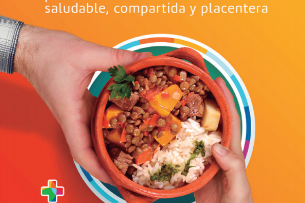 portada de la Guía de alimentación saludable. Muestra un plato con legumbres y verduras