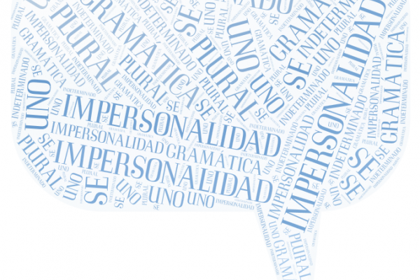 Nube de palabras que contiene conceptos relacionados con la impersonalidad gramatical.