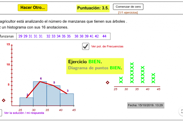 Propuesta interactiva en donde se presentan datos, y dos gráficos a ajustar en función de esos datos.