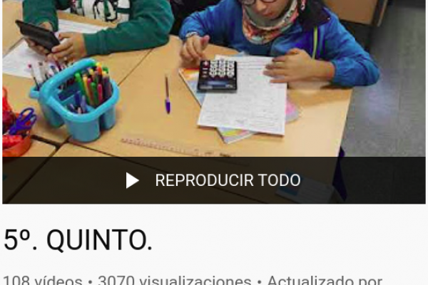 Portada de la lista de reproducción de videos de quinto grado.