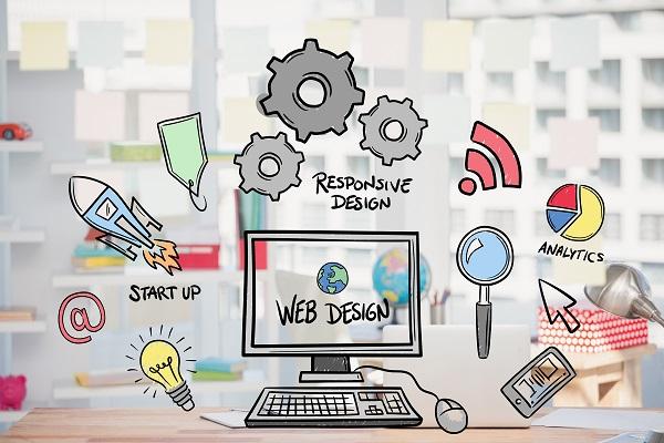 Dibujo de computadora con iconos a su alrededor