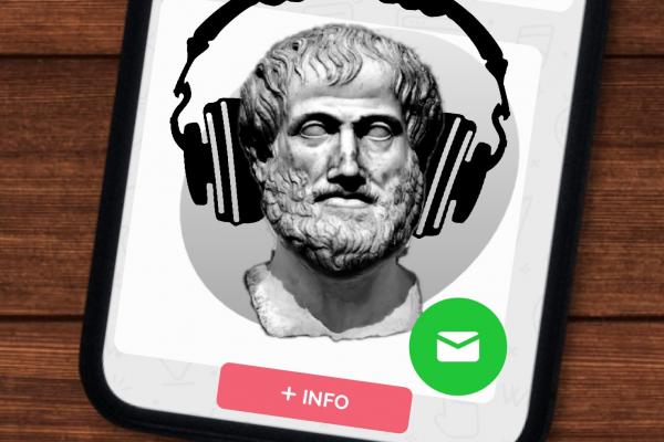Busto de Aristóteles con auriculares 