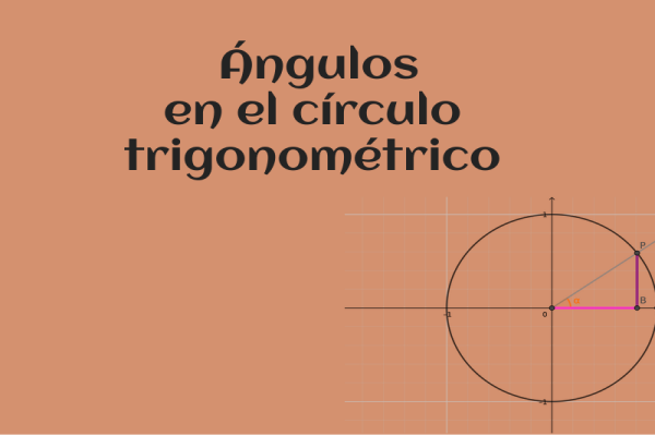 Contiene una leyenda:"  Angulos en el Círculo trigonométrico" y la imagen de un círculo trigonométrico