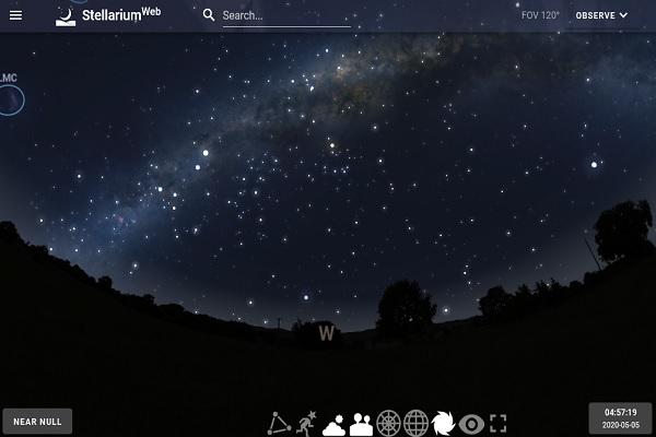 captura de pantalla Stellarium en línea