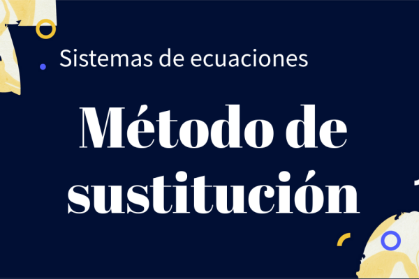 Contiene dos leyendas:"Sistemas de ecuaciones" , Método de sustitución.