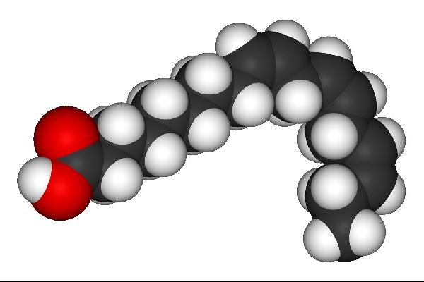 Representación modelo de esferas del ácido linolénico