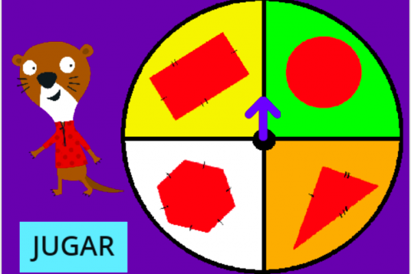 Ruleta de figuras con la mascota Lobito de los Cuadernos para Hacer Matemática en la escuela