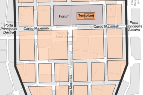 Plano de la ciudad de Barcino, actual Barcelona