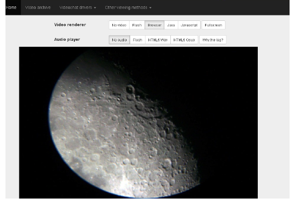 captura de pantalla de aplicaciòn IP WEbcam para exhibir Luna