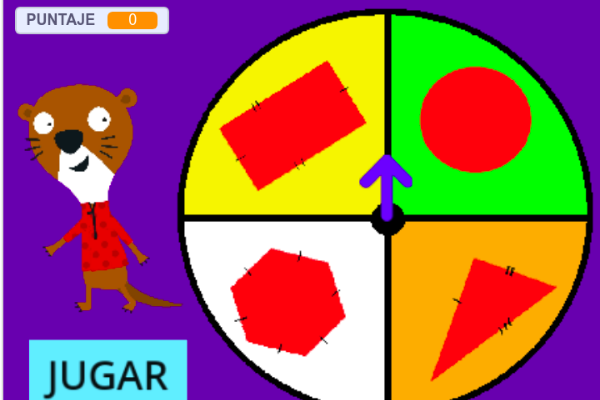 Ruleta de figuras con la mascota Lobito de los Cuadernos para Hacer Matemática en la escuela