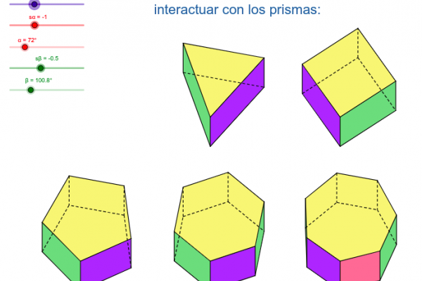 Prismas rectos de base de 3, 4, 5, 6 y 7 lados.