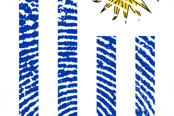 Bandera de Uruguay en una huella digital