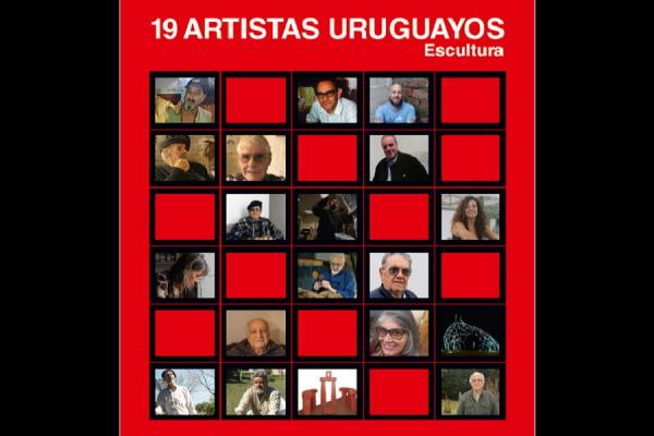 Imagen con fotografías de diecinueve escultores uruguayos
