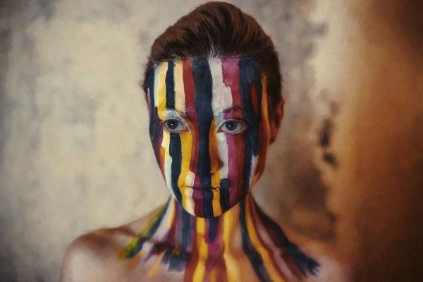cuadro, mujer, pintura, brillante, niña, figura, Retrato, una persona.