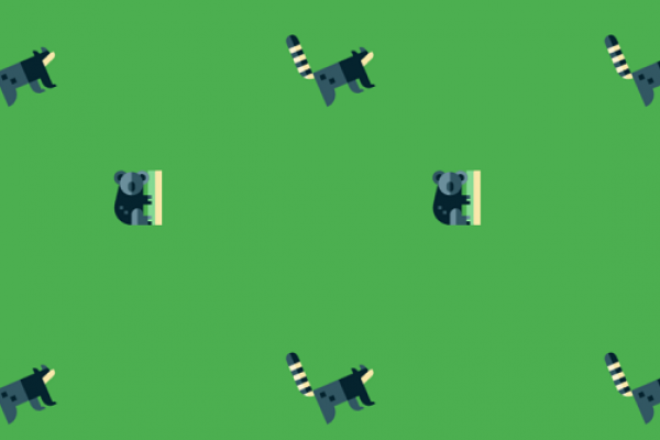 ritmo alterno de animales sobre fondo verde