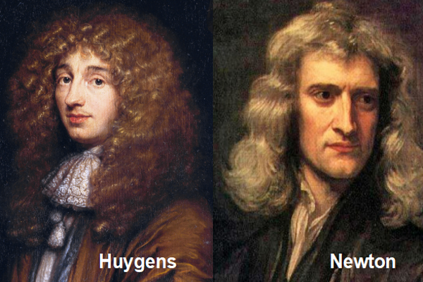 Pinturas de Huygens y Newton.