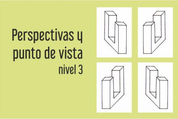 representación desde diferentes puntos de vista de un prisma hueco en perspectiva