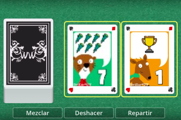 Portada del juego con un mazo de cartas boca abajo y dos dadas vuelta.