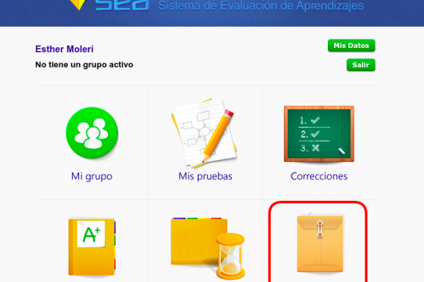 Escritorio del docente en el portal de las pruebas en línea del SEA
