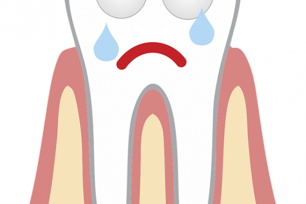 Ilustración de un molar con cara llorando. Imagen de dominio público. 