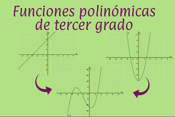 Contiene una leyenda: "Funciones polinómicas de tercer grado" y los grafícos de tres funciones polinómicas.