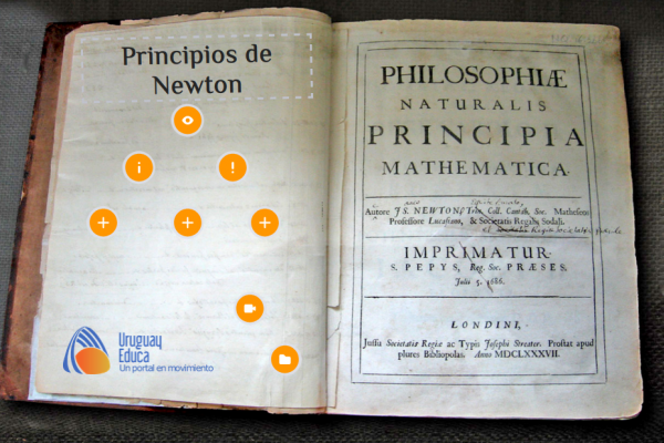 Primera página de libro Philosphiae Naturalis Principia Mathematica con la que se ha creado el recurso.