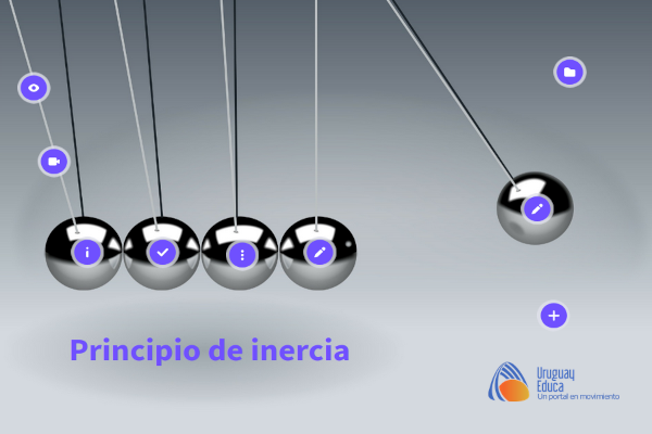 Péndulo de Newton que es el fondo de la imagen del recurso.