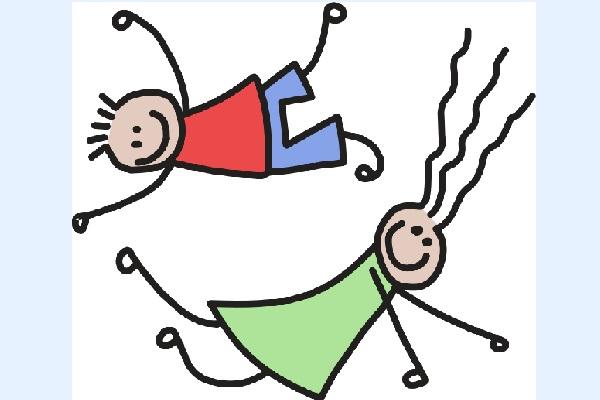 Ilustración de niña y niño en movimiento
