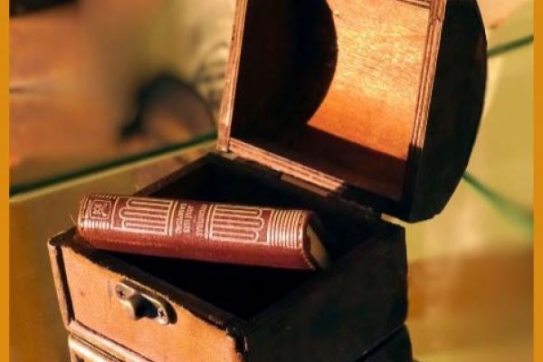El libro es un tesoro: libro adentro de un cofre