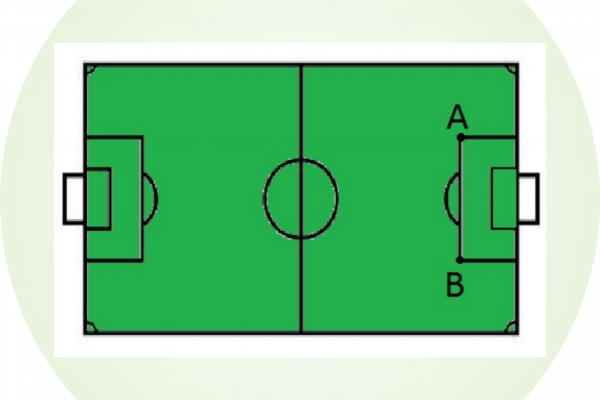 Cancha de fútbol con segmento AB