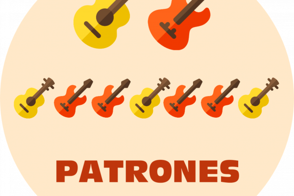 Patrón con dos dibujos de guitarras de diferentes colores