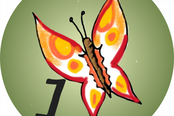 una mariposa y el número uno