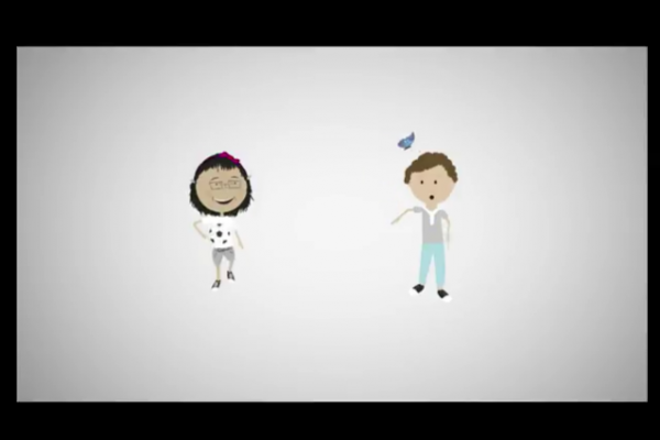 Animaciones de niña dominando una pelota, niño jugando con una mariposa