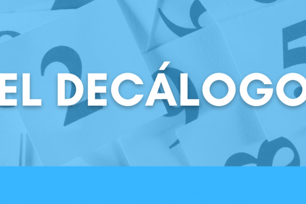 Título "el decálogo" y números de fondo que refieren a los 10 consejos de este género.