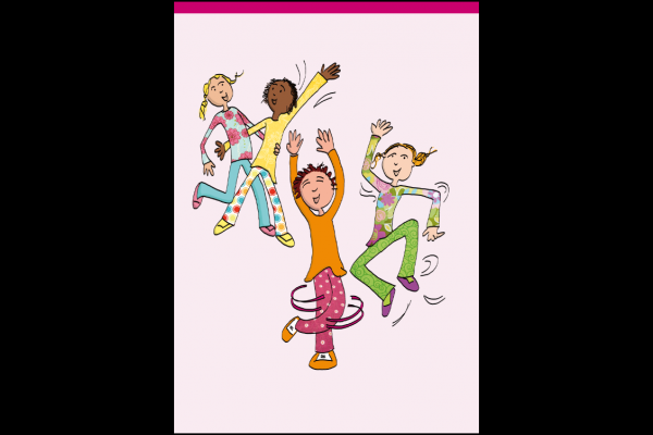 Dibujo de niñas y niños bailando