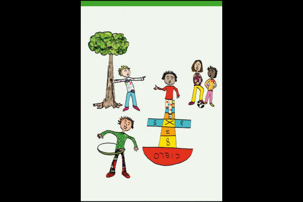 Dibujo de niños jugando al aire libre