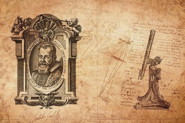 Imagen de Galileo y un telescopio