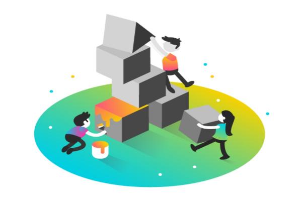 niños construyendo con bloques