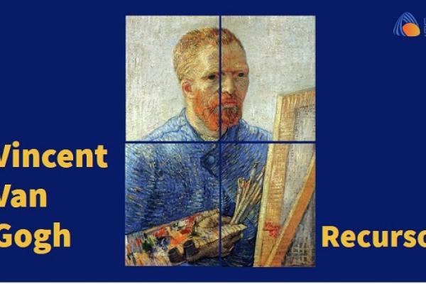 autoretrato de Van gogh y texto